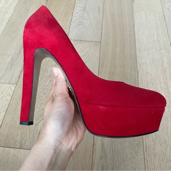 Prada Red Suede Pumps - Picture 10 of 13
